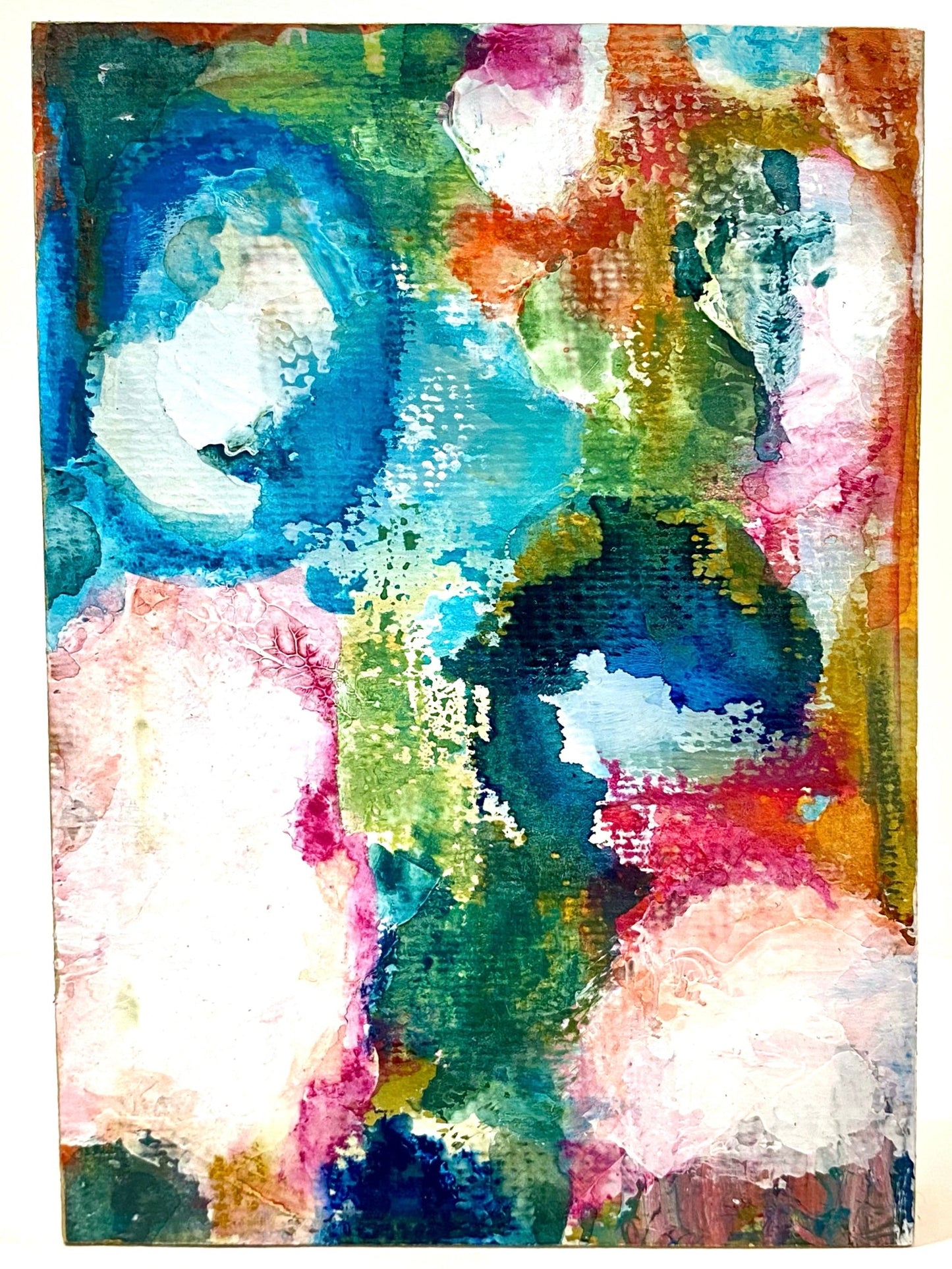 colorful abstract painting with rainbow clouds